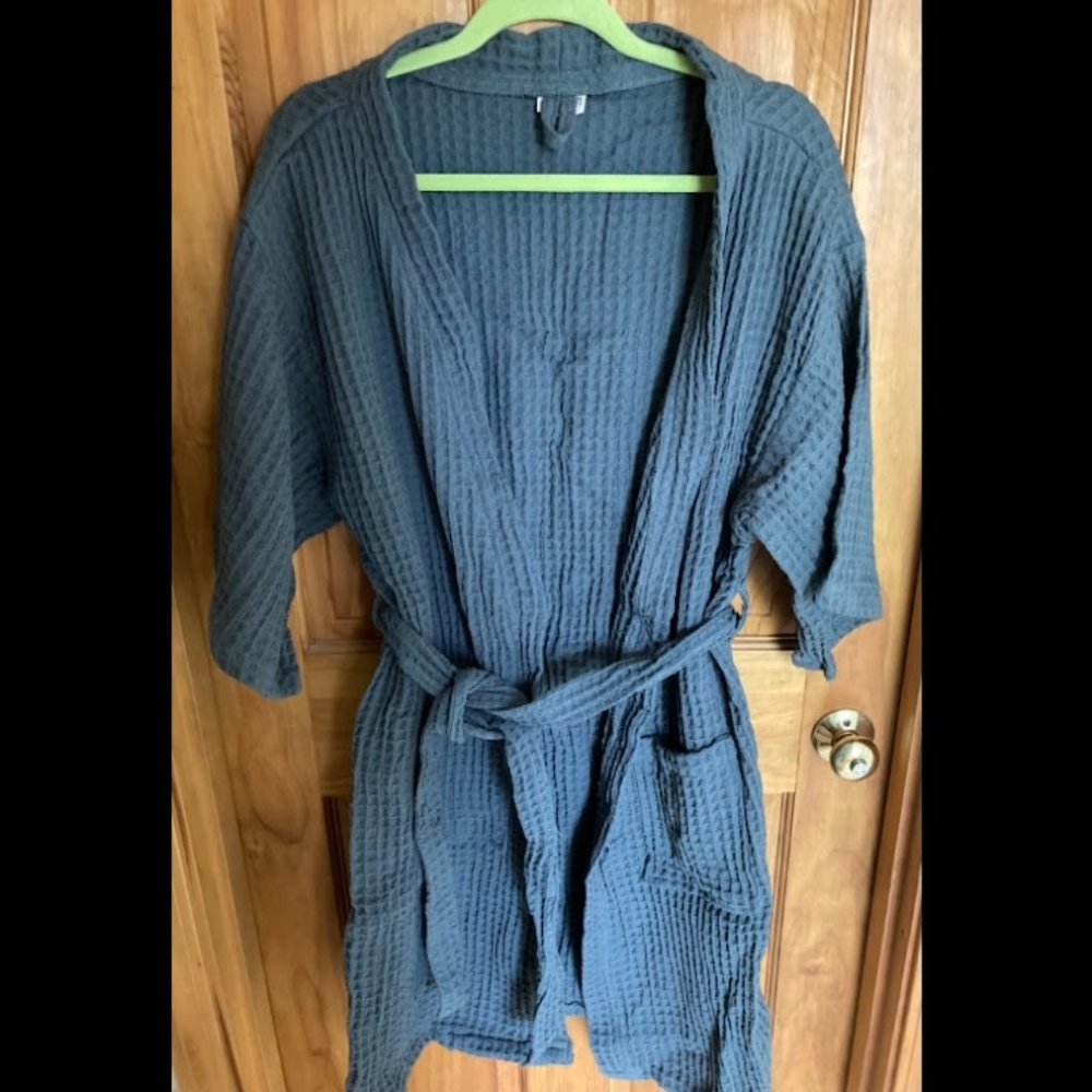 Bathen - Sage Green Waffle Weave Bath Robe Short Sleeve